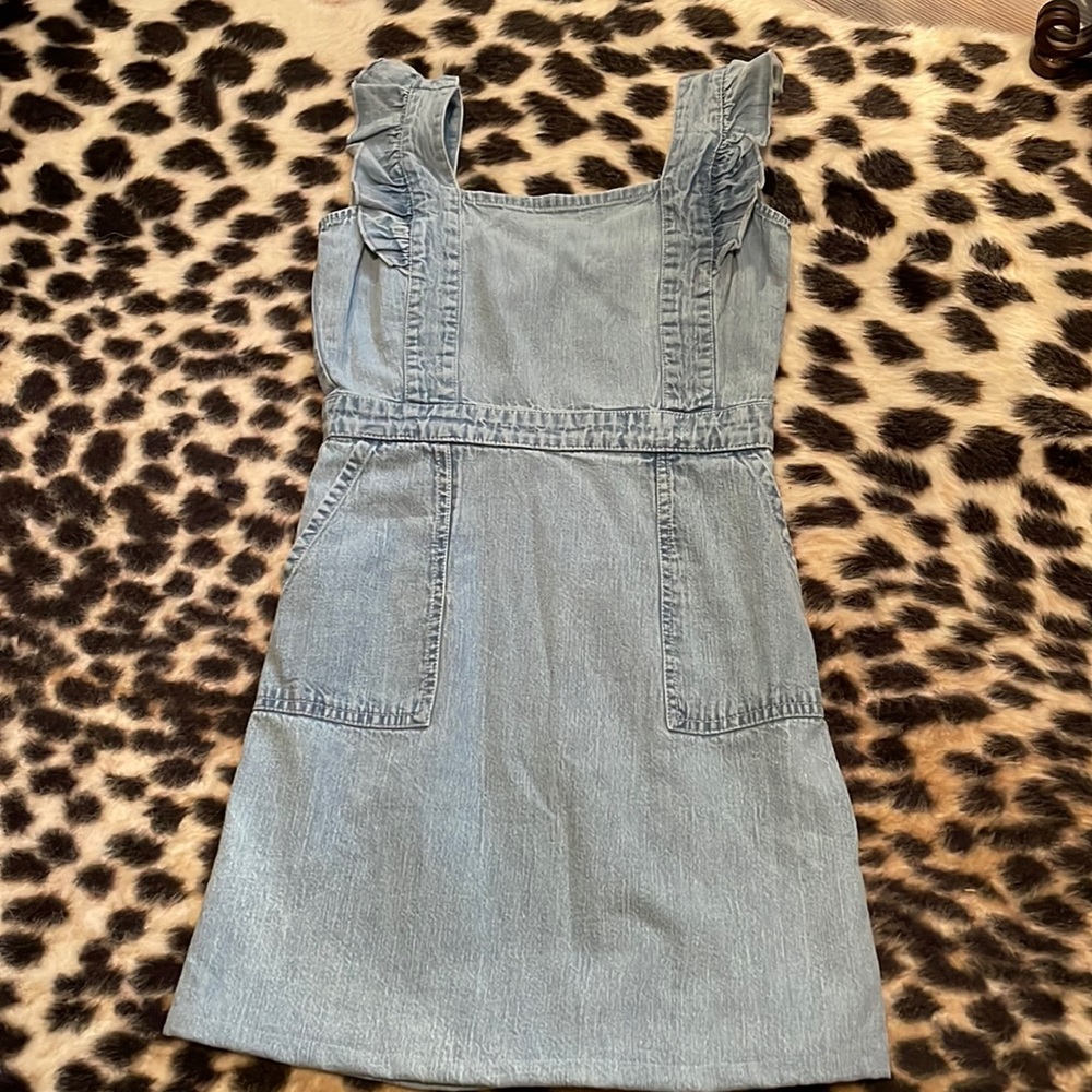 Denim dress with ruffle sleeve